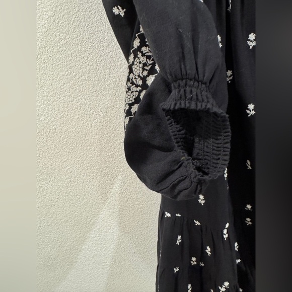 Cleobella Sahra Black White Embroidered Floral Mini Boho Peasant Dress Large - Picture 14 of 16